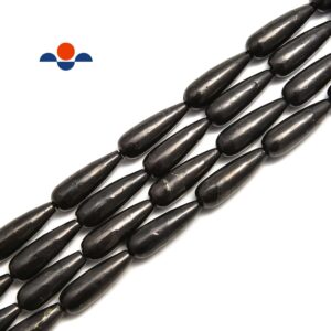 Shungite Smooth Teardrop Beads Size 10x30mm 8x20mm 15.5" Strand Shungite Smooth Teardrop Beads Size 10x30mm 8x20mm 15.5" Strand