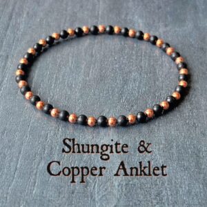 Shungite & Untreated Copper Anklet // Stimulates Energy Flow - Protective and Grounding - EMF Shield, Choose from 4mm, 6mm or 8mm beads