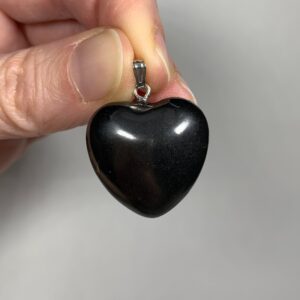 1 Shungite Pendant - Heart Shaped - Natural Crystal - Stone Jewelry - Gift - Healing Crystal - Meditation Stone