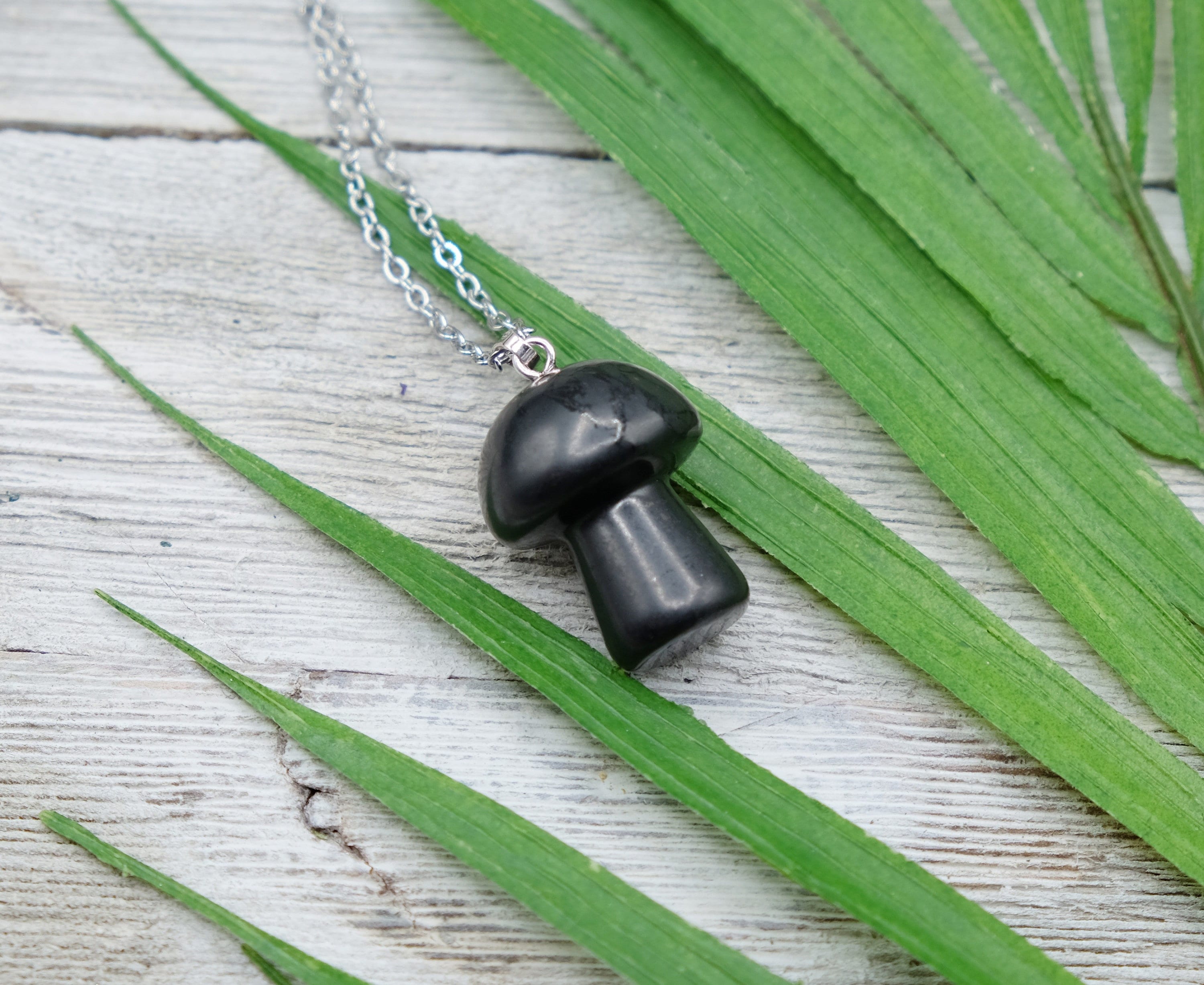 Shungite 1'' Mushroom Shaped Pendant Optional 18''-24'', 925 Sterling Silver Italy Chain Black Shungite Type Ii Shungite 1'' Mushroom Shaped Pendant Optional 18''-24'', 925 Sterling Silver Italy Chain Black Shungite Type Ii