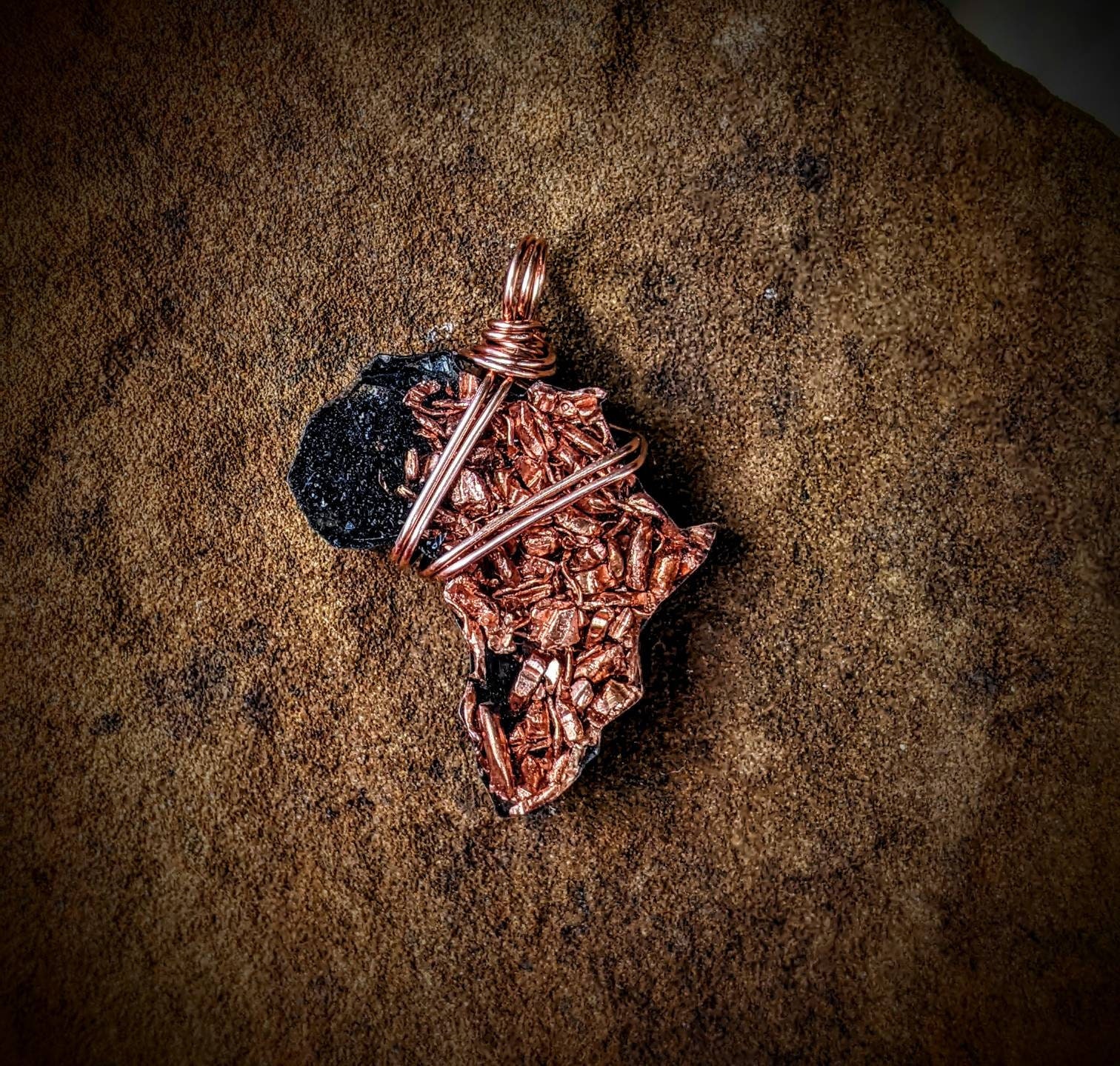 2” Elite Noble Shungite Copper Brass Orgonite Africa Pendant 18 In Antique Copper, Black Cotton Cord Necklace Orgone