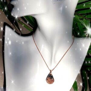 Elite Noble Shungite + Copper Orgonite 0.9 Inch Tear Drop Pendant Rose Gold Chain Necklace Orgone Energy