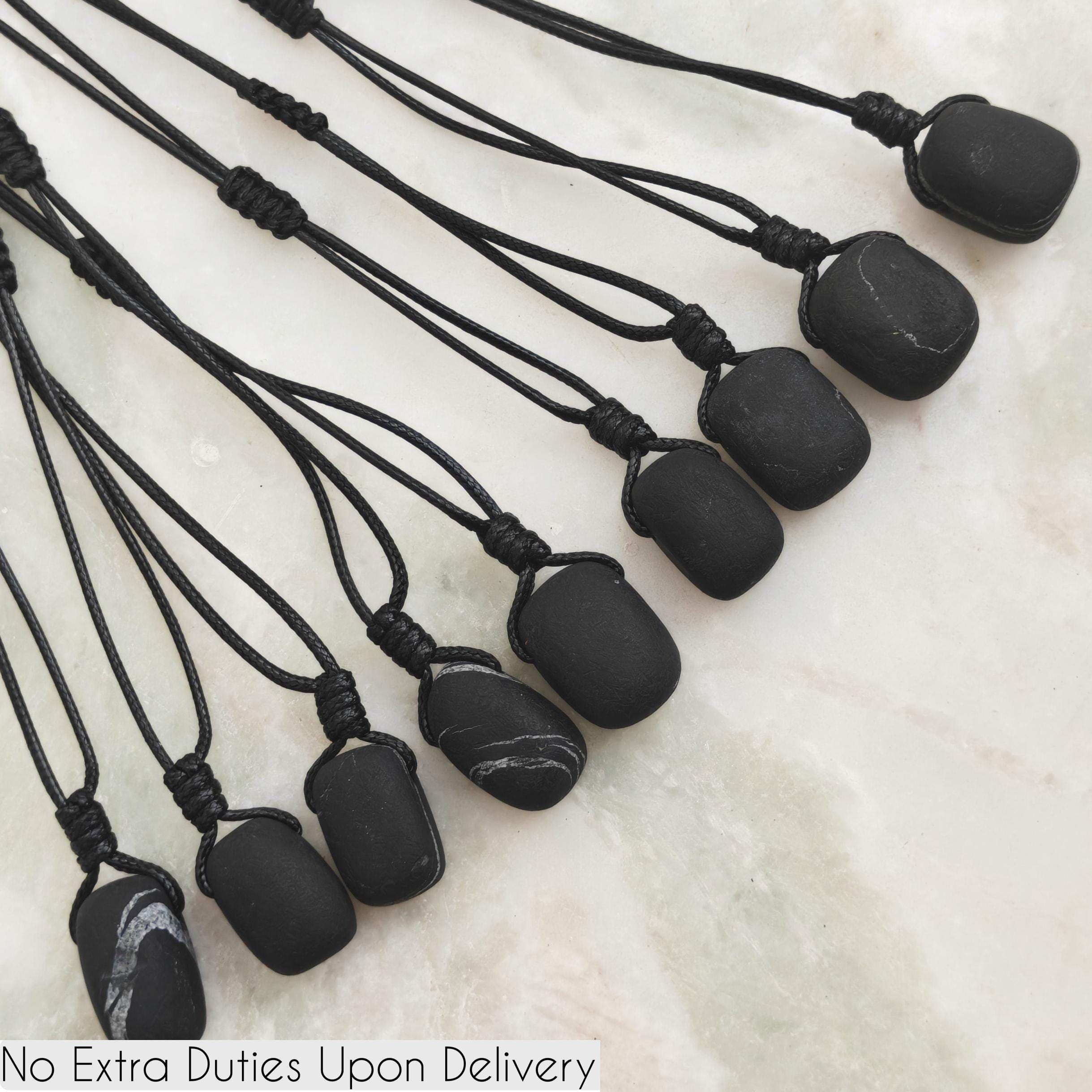 Genuine Shungite Necklace, Emf Blocking Crystal Pendant, Energy Healing Jewelry, Negativity Release & Protection Necklace, Viking Gifts Idea