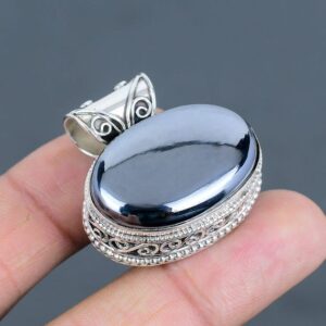Handmade Shungite Pendant: 925 Sterling Silver Vintage Design