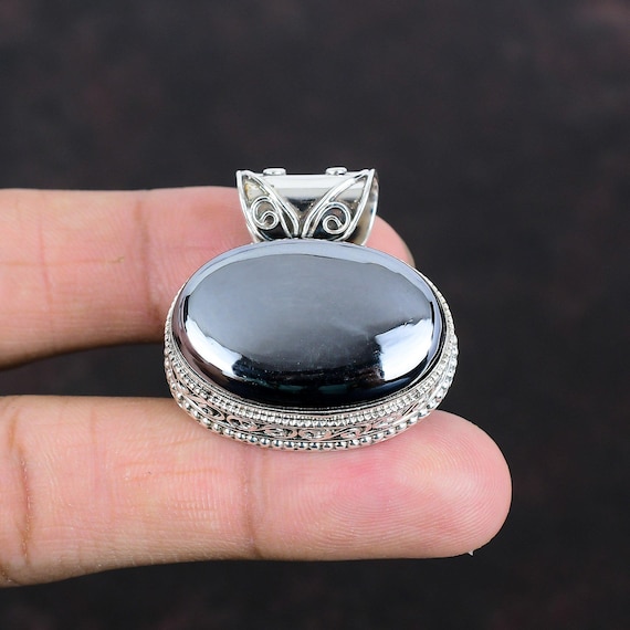 Handmade Shungite Pendant: 925 Sterling Silver Vintage Jewelry