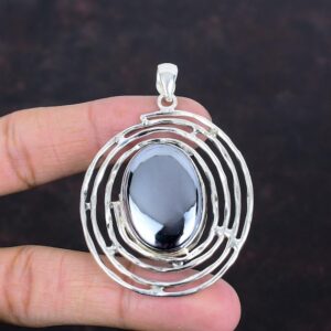 Handmade Shungite Pendant: 925 Sterling Silver Gemstone Jewelry