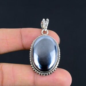 Handmade Shungite Pendant: 925 Sterling Silver Gemstone Jewelry