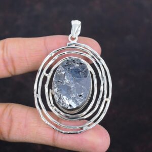 Handmade Shungite Pendant: 925 Sterling Silver Boho Jewelry