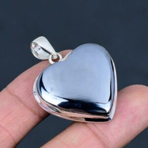 Handmade Shungite Heart Pendant: 925 Sterling Silver Gemstone Jewelry