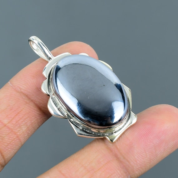Handmade Shungite Pendant: Oval 925 Sterling Silver Gemstone Jewelry Handmade Shungite Pendant: Oval 925 Sterling Silver Gemstone Jewelry