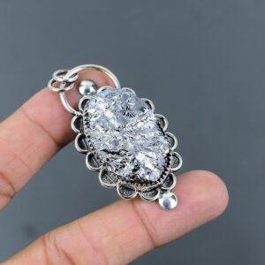 Handmade Shungite Rough Pendant: 925 Sterling Silver Gemstone Jewelry