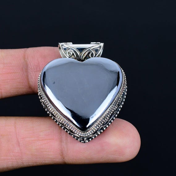 Shungite Heart Pendant: Handmade 925 Sterling Silver Jewelry