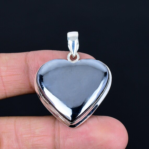 Shungite Heart Pendant: Handmade 925 Sterling Silver Jewelry
