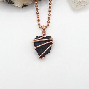 Shungite Necklace, Copper Wire Wrapped Shungite Pendant