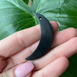 One Shungite Moon, Drilled Shugite Moon, Moon Pendant, Emf Protection Stone, Purify, Protect