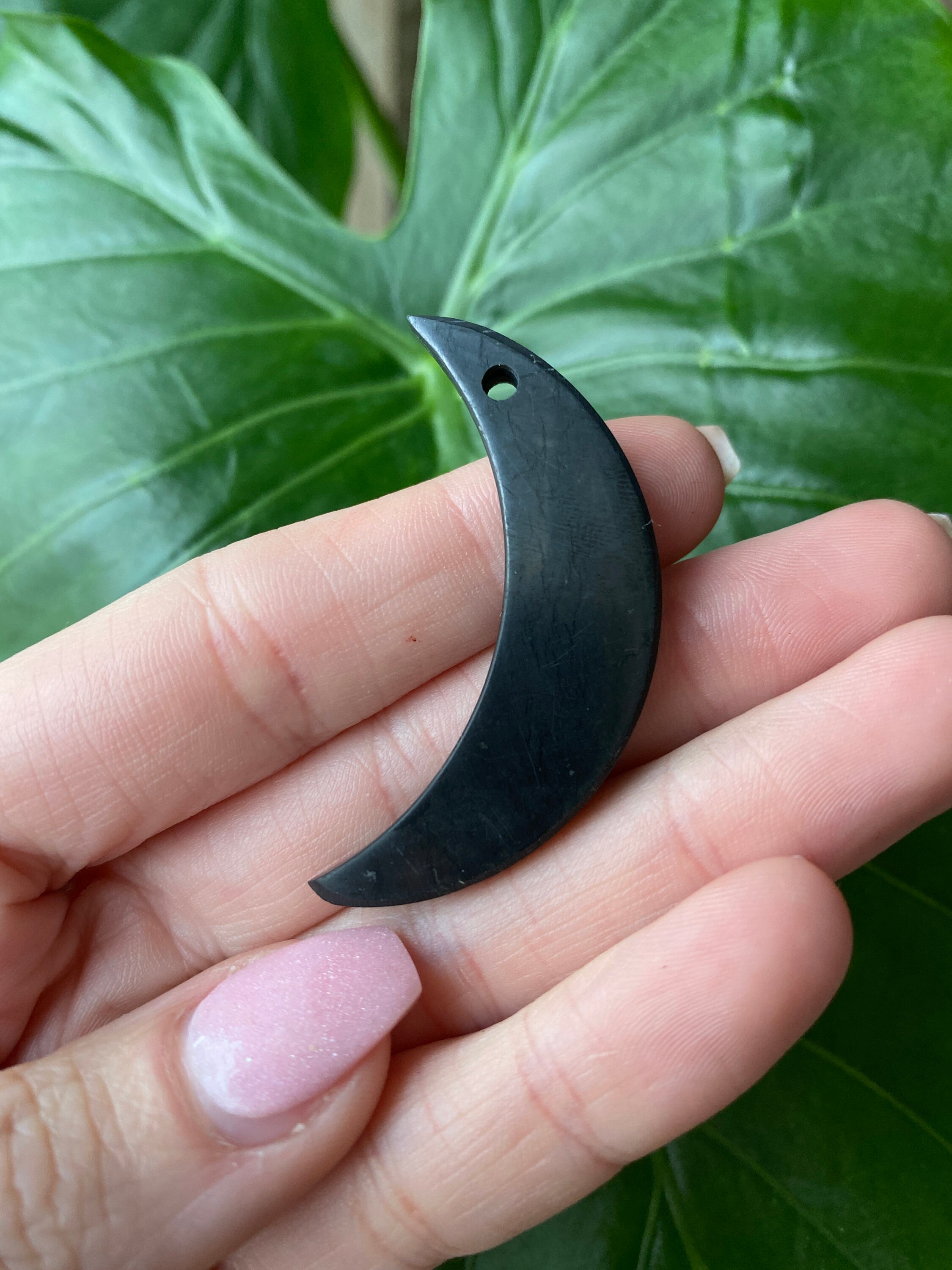 One Shungite Moon, Drilled Shugite Moon, Moon Pendant, Emf Protection Stone, Purify, Protect One Shungite Moon, Drilled Shugite Moon, Moon Pendant, Emf Protection Stone, Purify, Protect