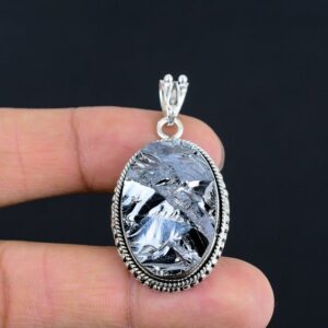 Shungite Rough Gemstone Pendant: Handmade 925 Sterling Silver Jewelry