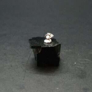 Unpolished Elite Shungite Silver Pendant From Russia - 0.7" - 2.91 Grams