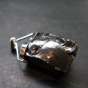 Unpolished Elite Shungite Silver Pendant From Russia - 1.8" - 9.74 Grams