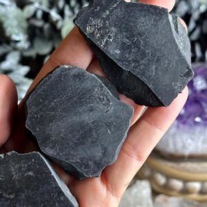 Large Raw Shungite, , Half Polished Shungite Rough, Emf Resisting, Cleansing, Detoxing