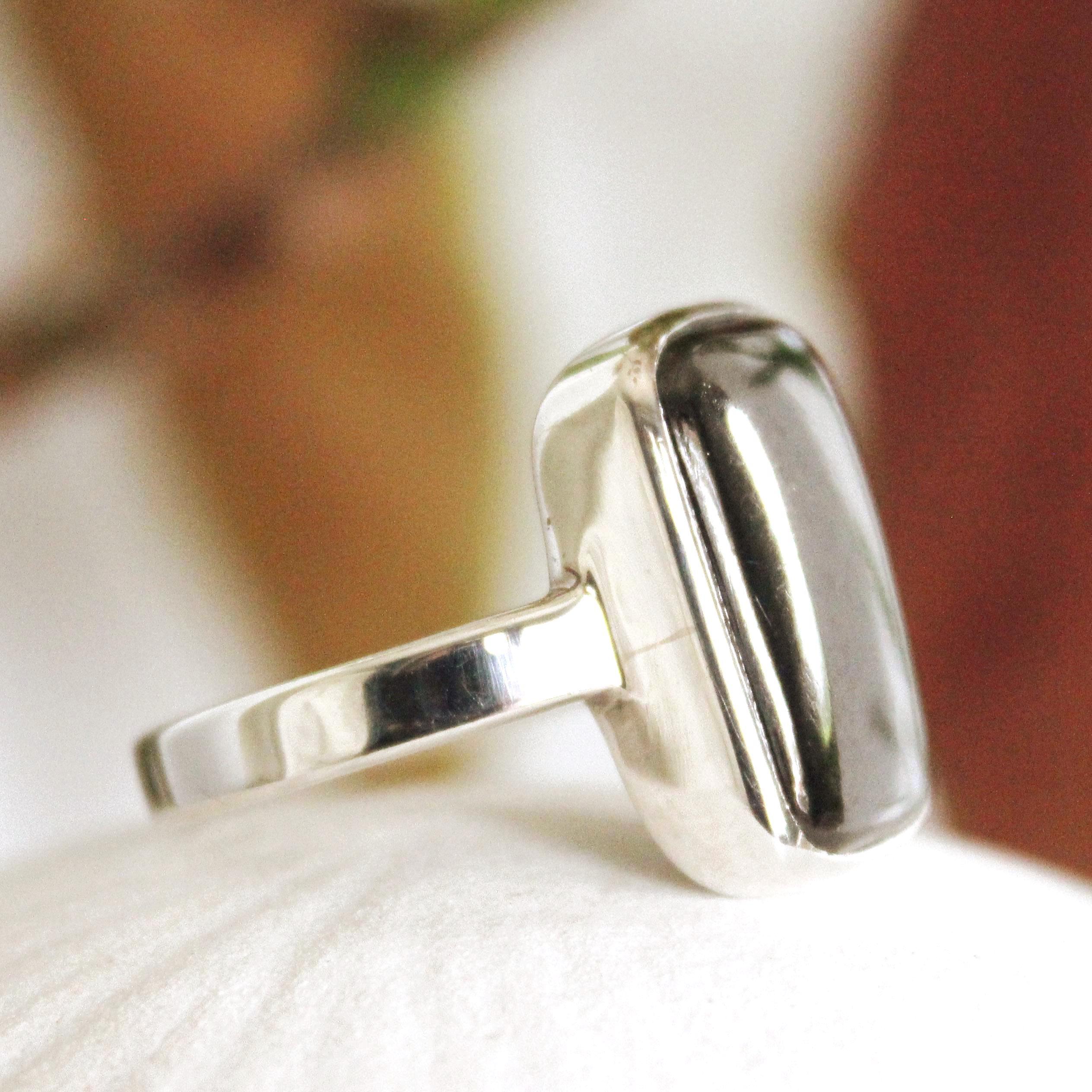 925 Silver Shungite Ring: Rectangular Stone, Unisex Size 9-9.5 925 Silver Shungite Ring: Rectangular Stone, Unisex Size 9-9.5
