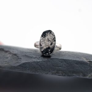A Silver Lining - Raw Elite Shungite Sterling Silver Ring Size 8