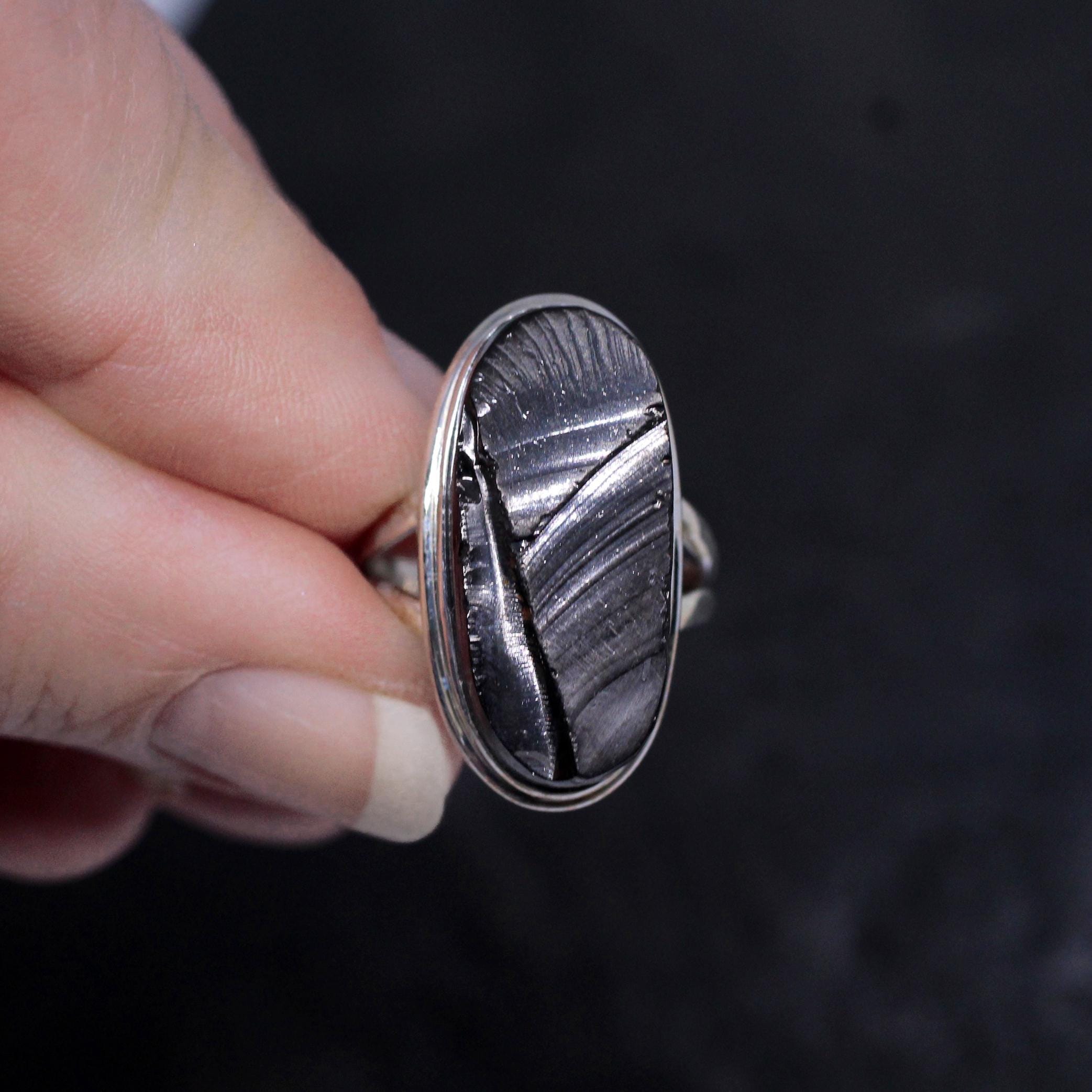 A Silver Lining - Raw Elite Shungite Sterling Silver Ring Size 6.5