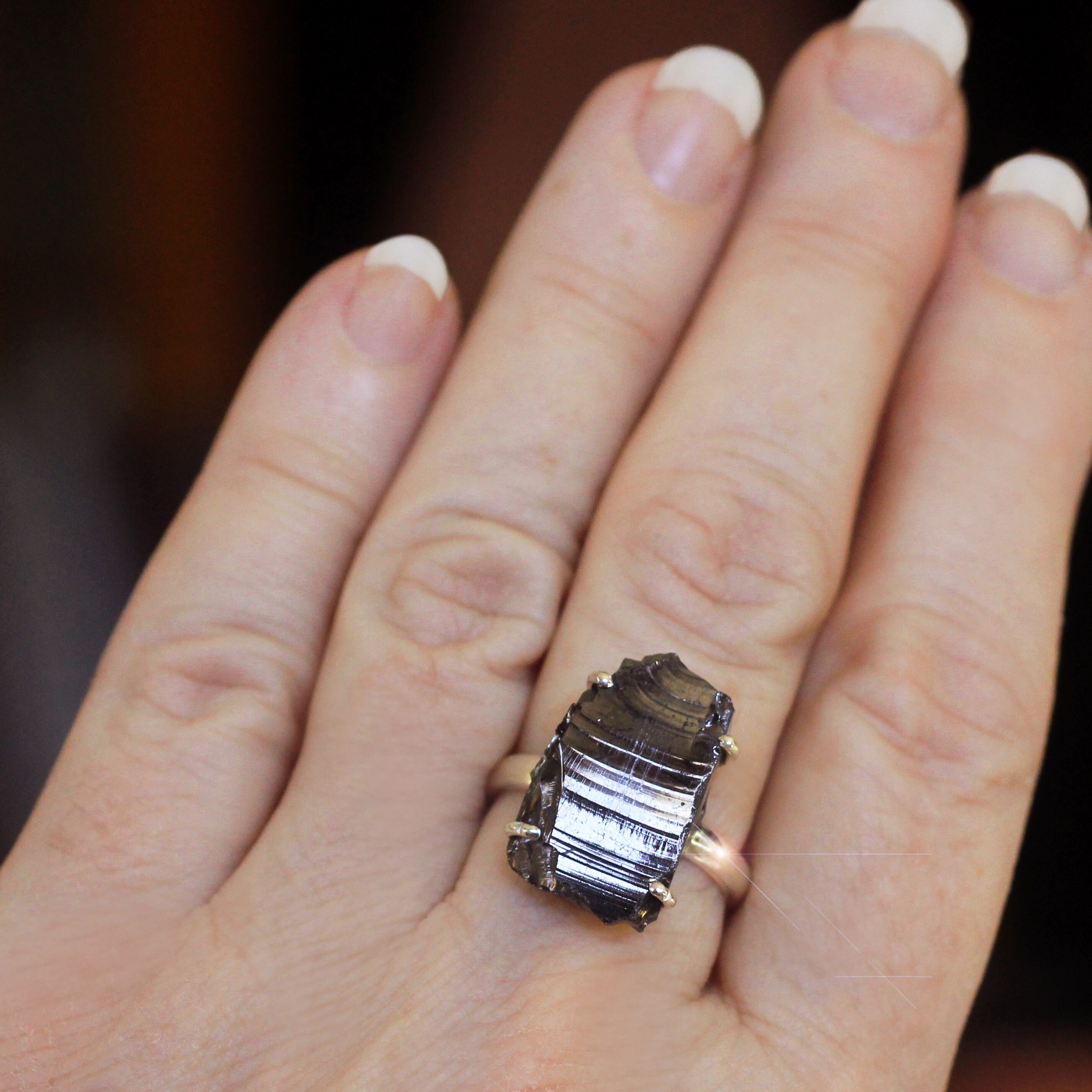 A Silver Lining - Raw Elite Shungite Sterling Silver Ring Size 9 A Silver Lining - Raw Elite Shungite Sterling Silver Ring Size 9