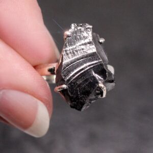 A Silver Lining - Raw Elite Shungite Sterling Silver Ring Size 9 A Silver Lining - Raw Elite Shungite Sterling Silver Ring Size 9