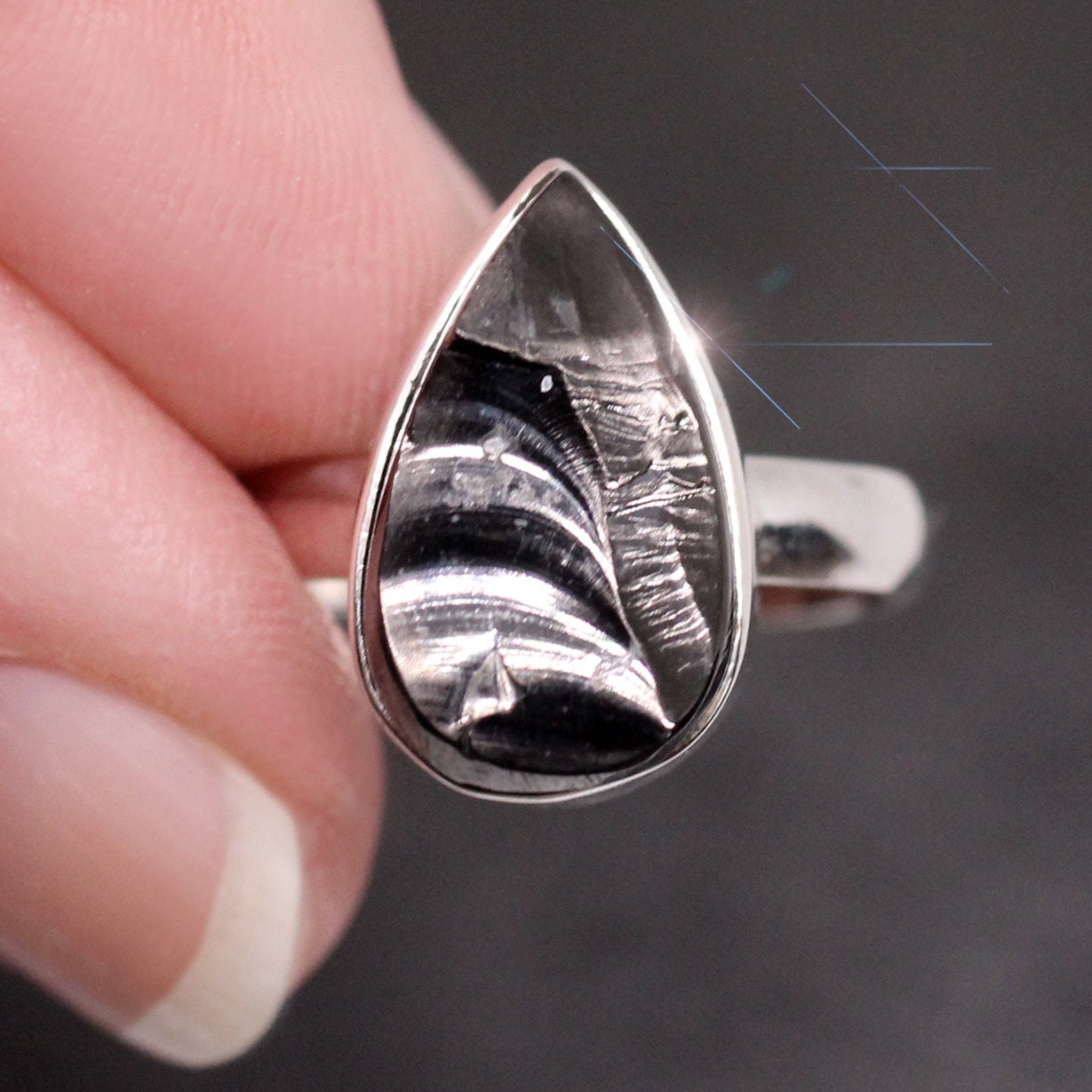A Silver Lining - Raw Elite Shungite Sterling Silver Ring Size 6 A Silver Lining - Raw Elite Shungite Sterling Silver Ring Size 6