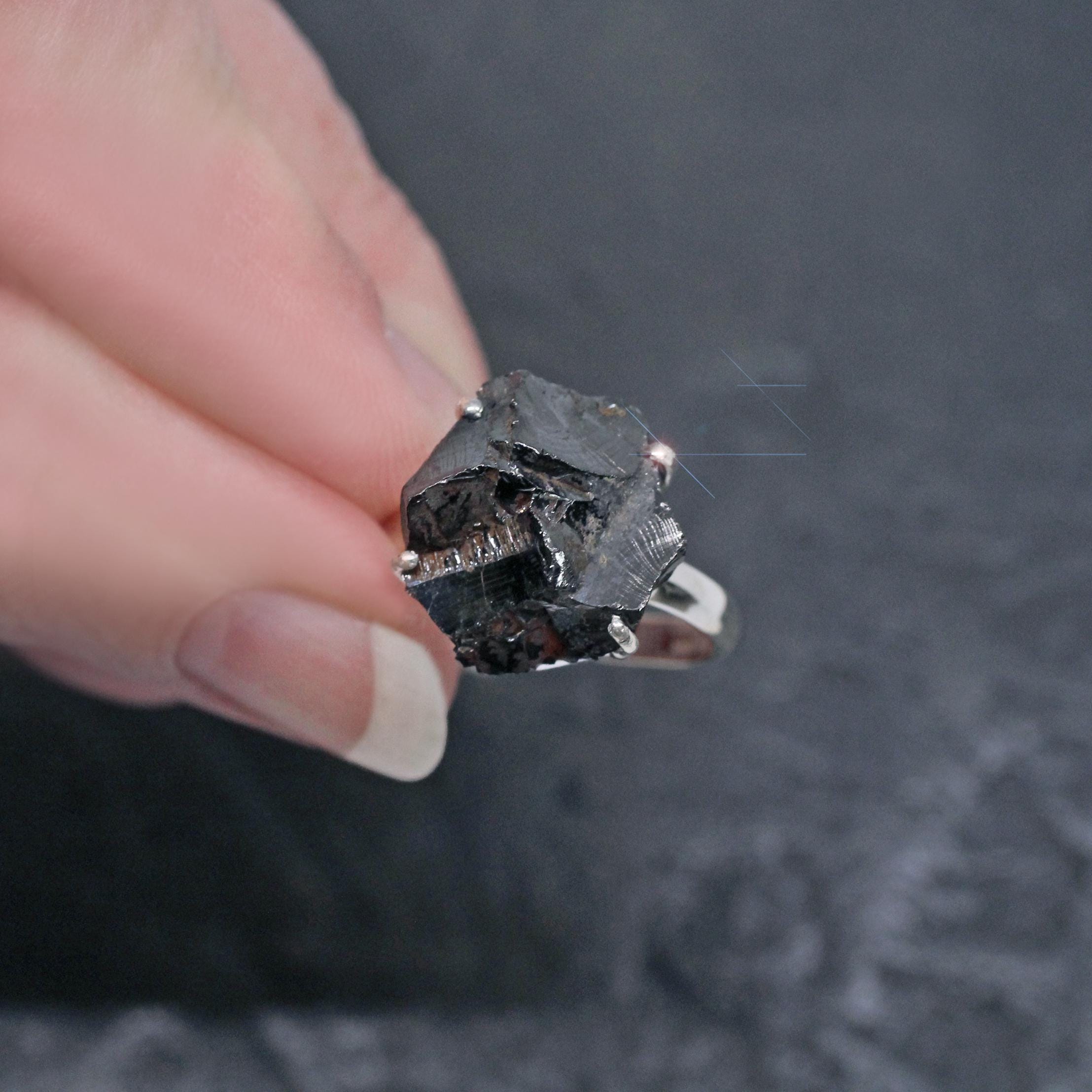 A Silver Lining - Raw Elite Shungite Sterling Silver Ring Size 9