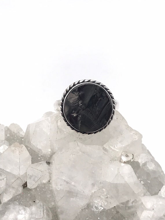 Black Shungite Ring, Size 11 1/2