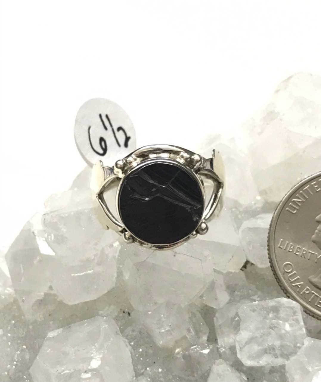 Black Shungite Ring, Size  6 1/2
