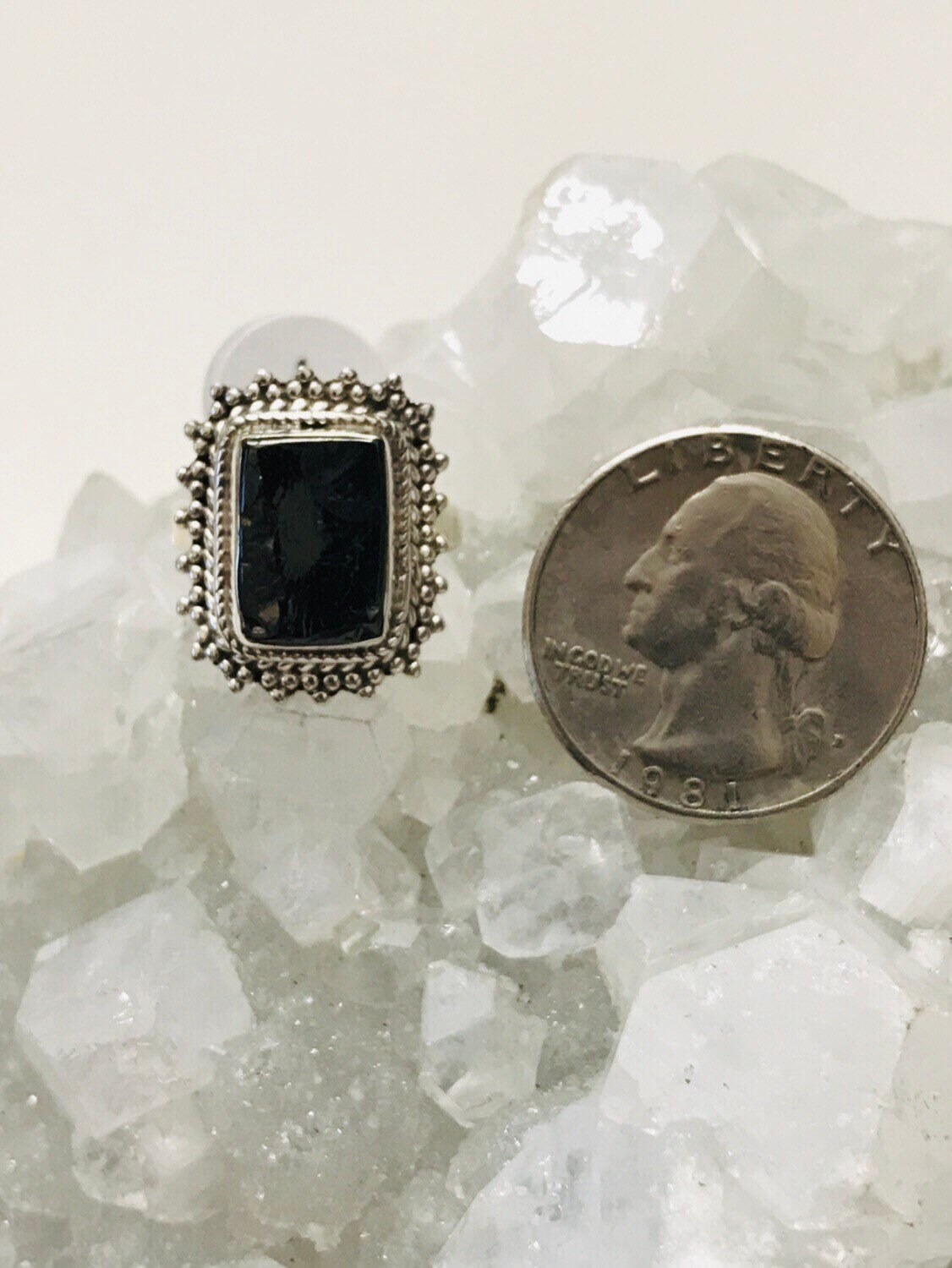 Black Shungite Ring, Size 6