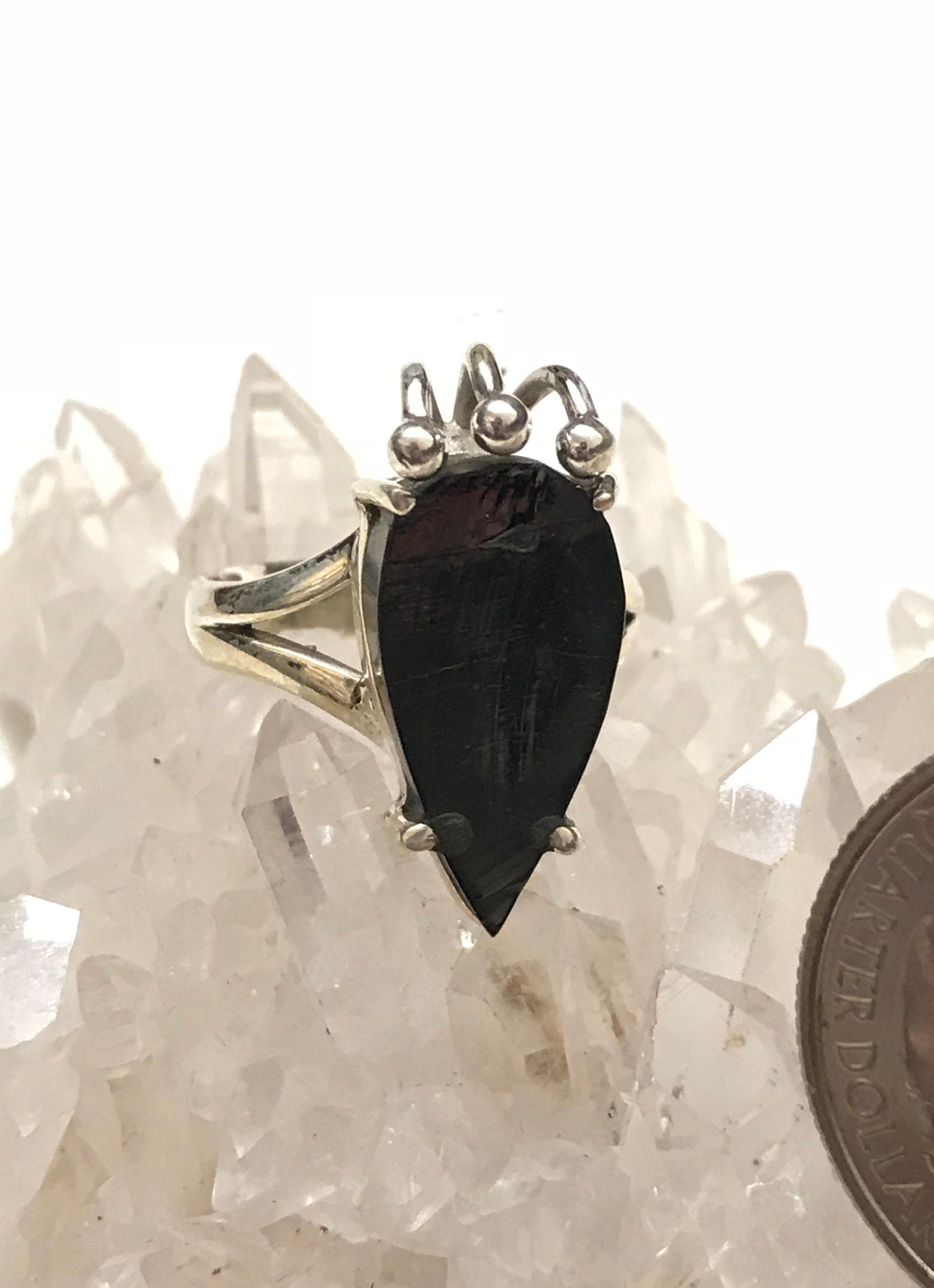 Black Shungite Ring, Size 6