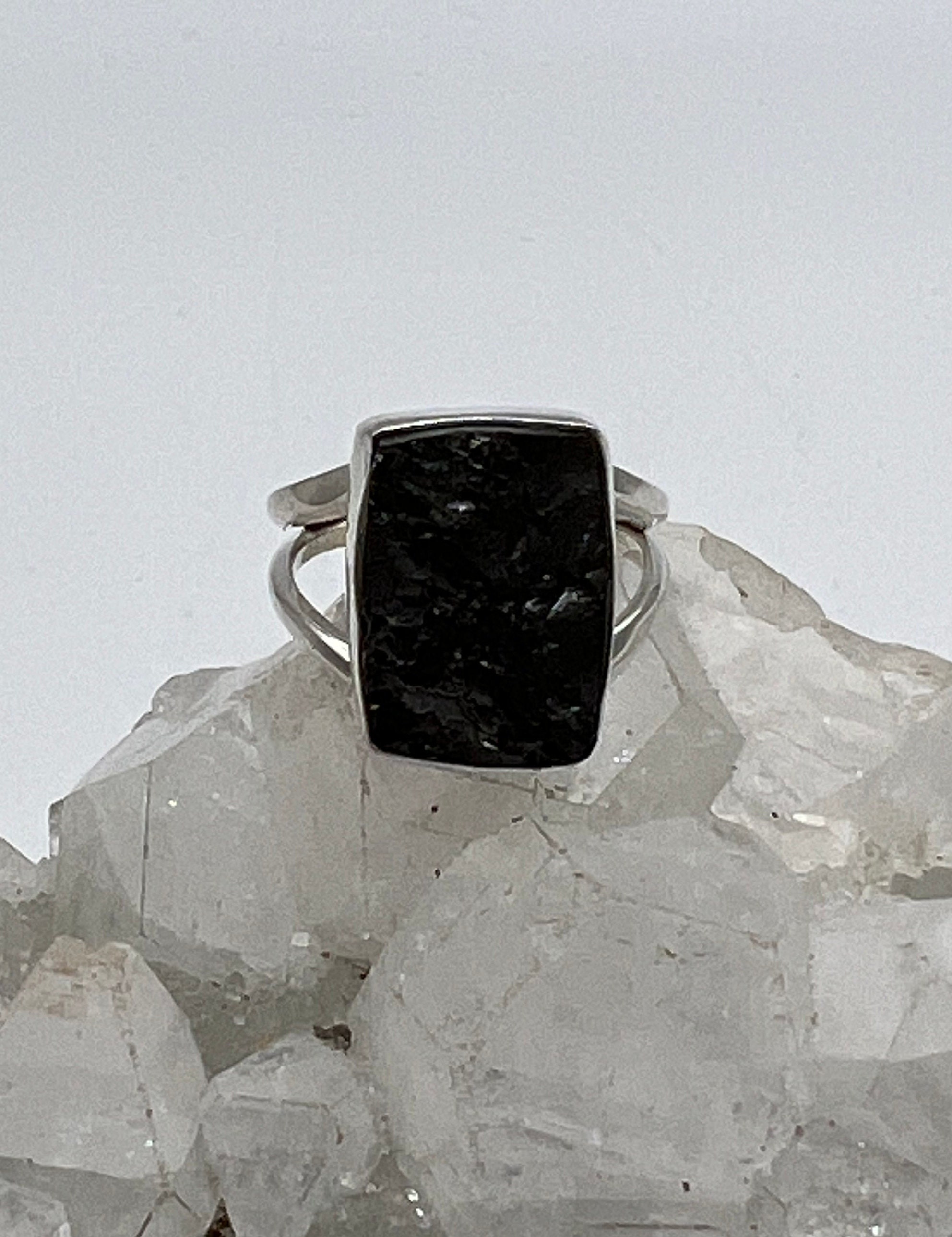 Black Shungite Ring, Size 6