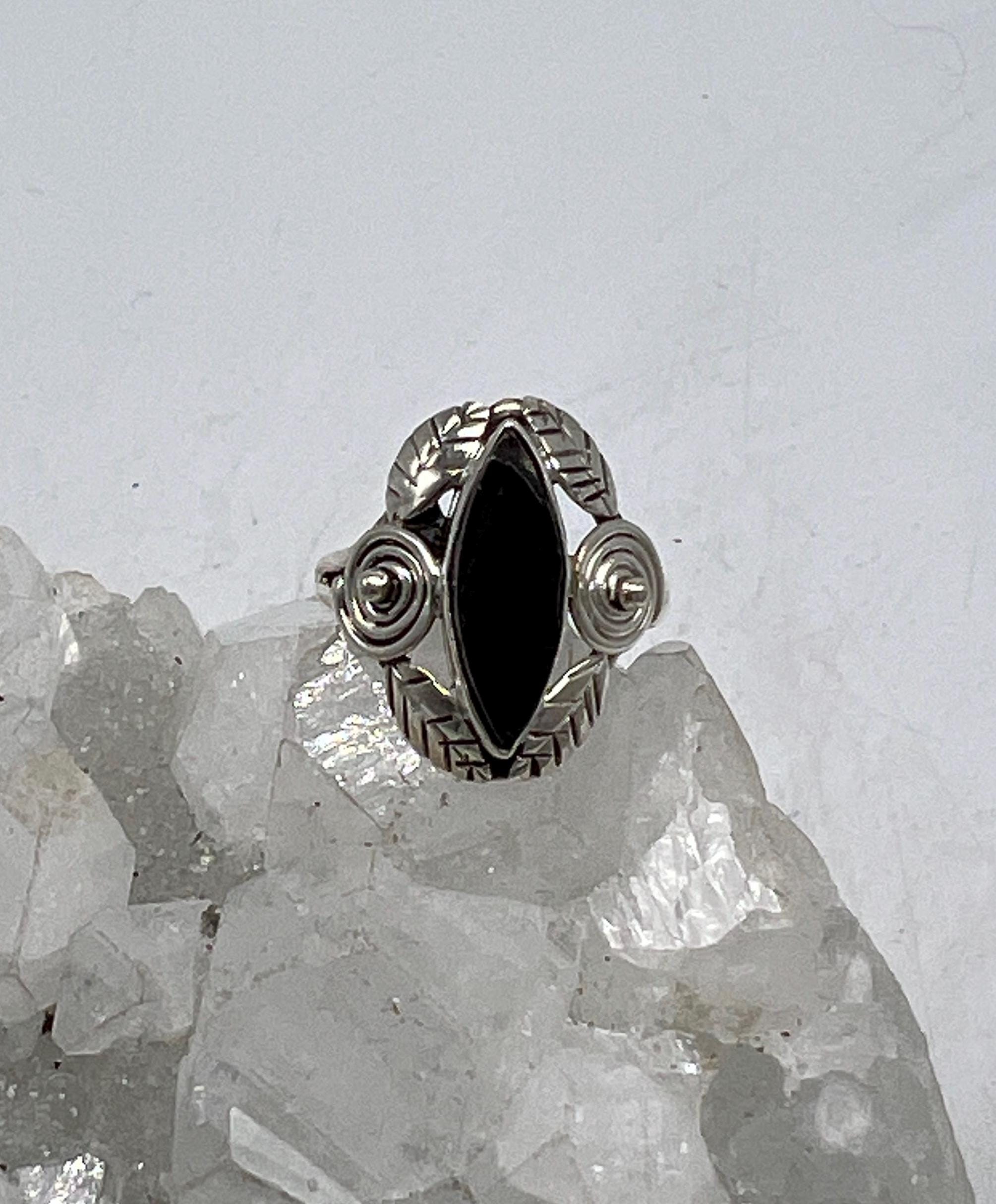 Black Shungite Ring, Size 7