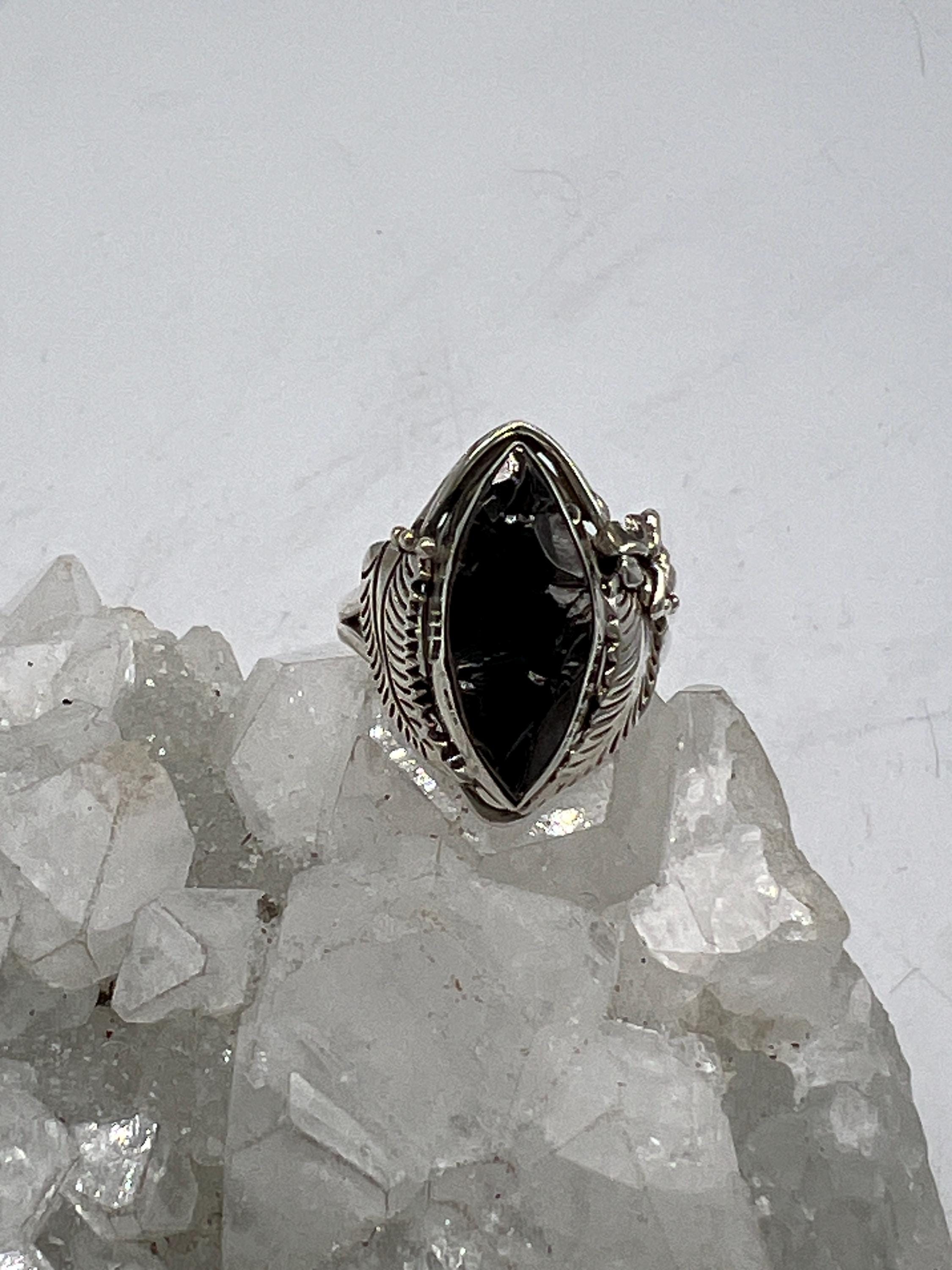 Black Shungite Ring, Size 7 1/2
