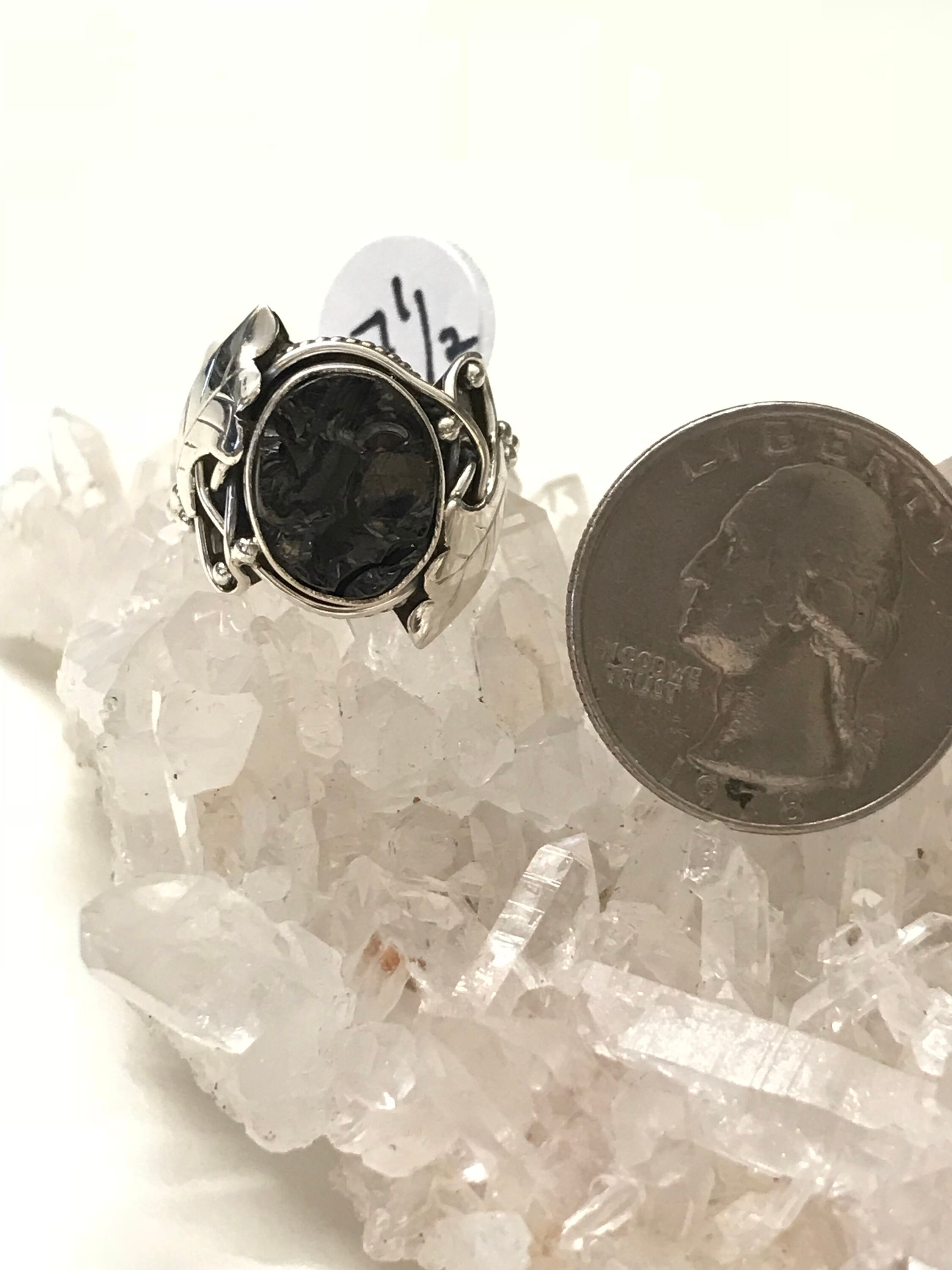 Black Shungite Ring, Size 7 1/2