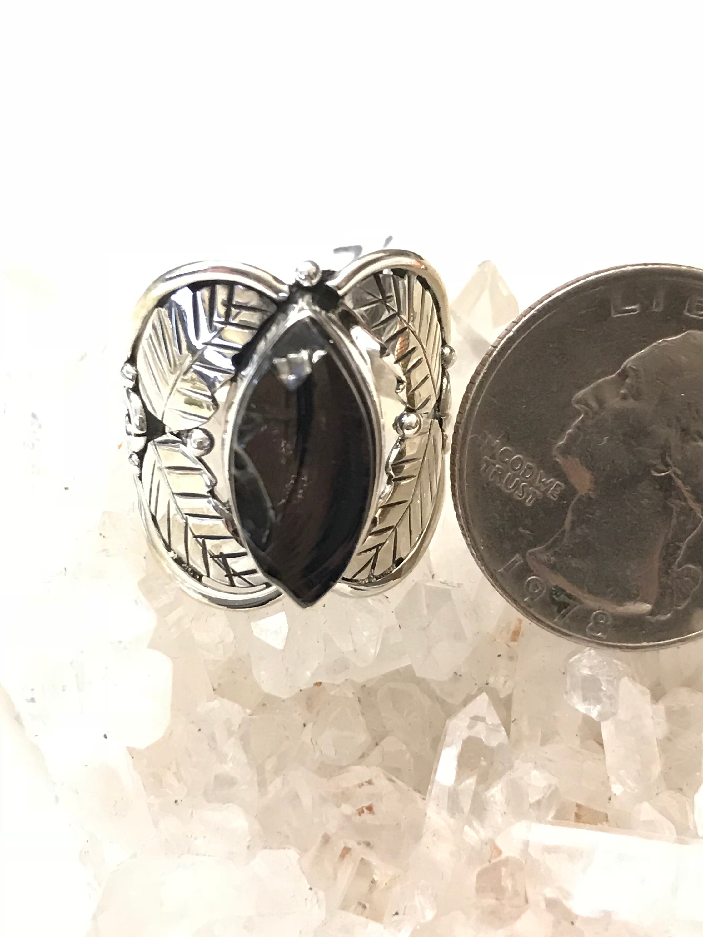 Black Shungite Ring, Size 7 1/2