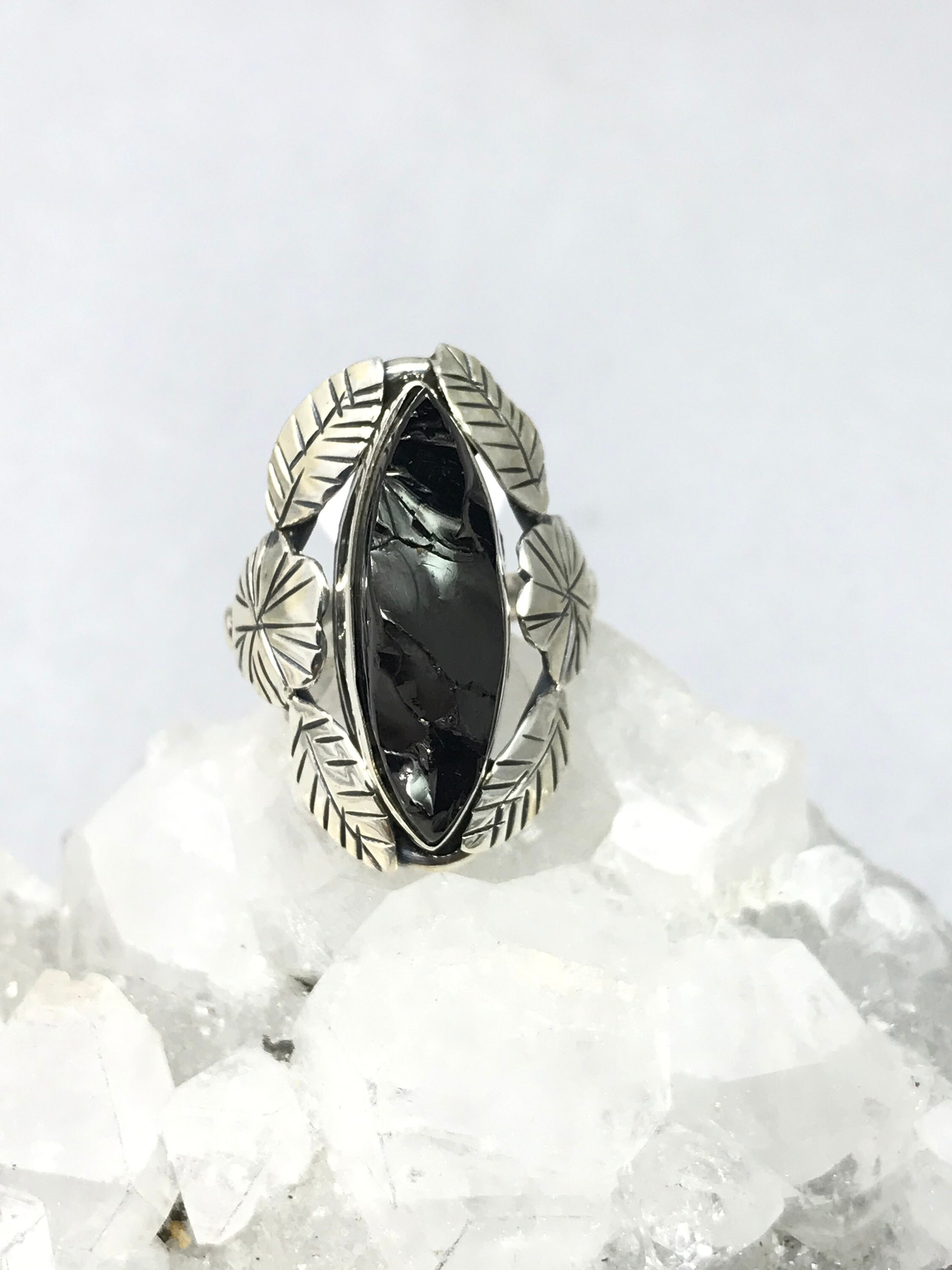 Black Shungite Ring, Size 7 1/2
