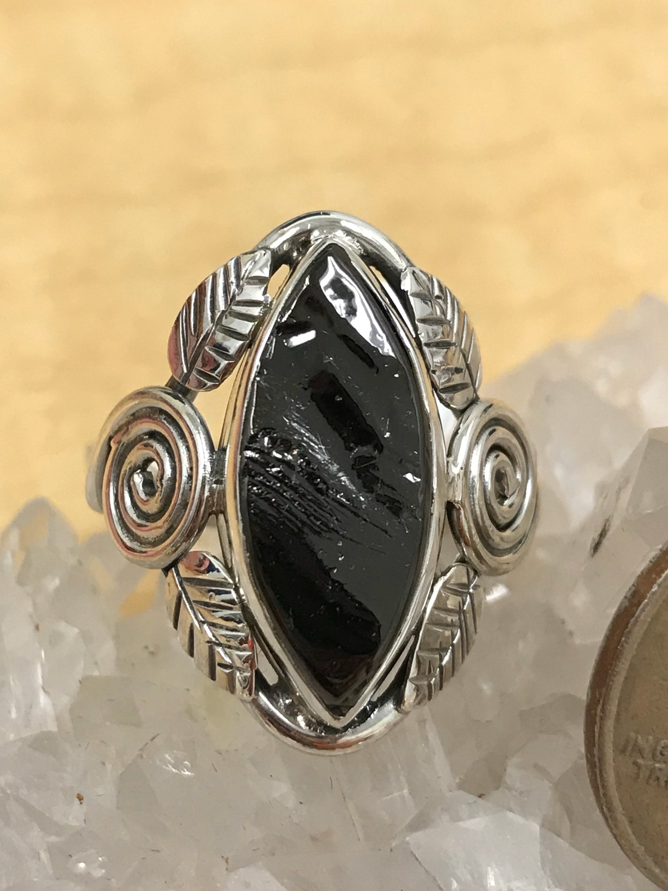 Black Shungite Ring, Size 7 1/2