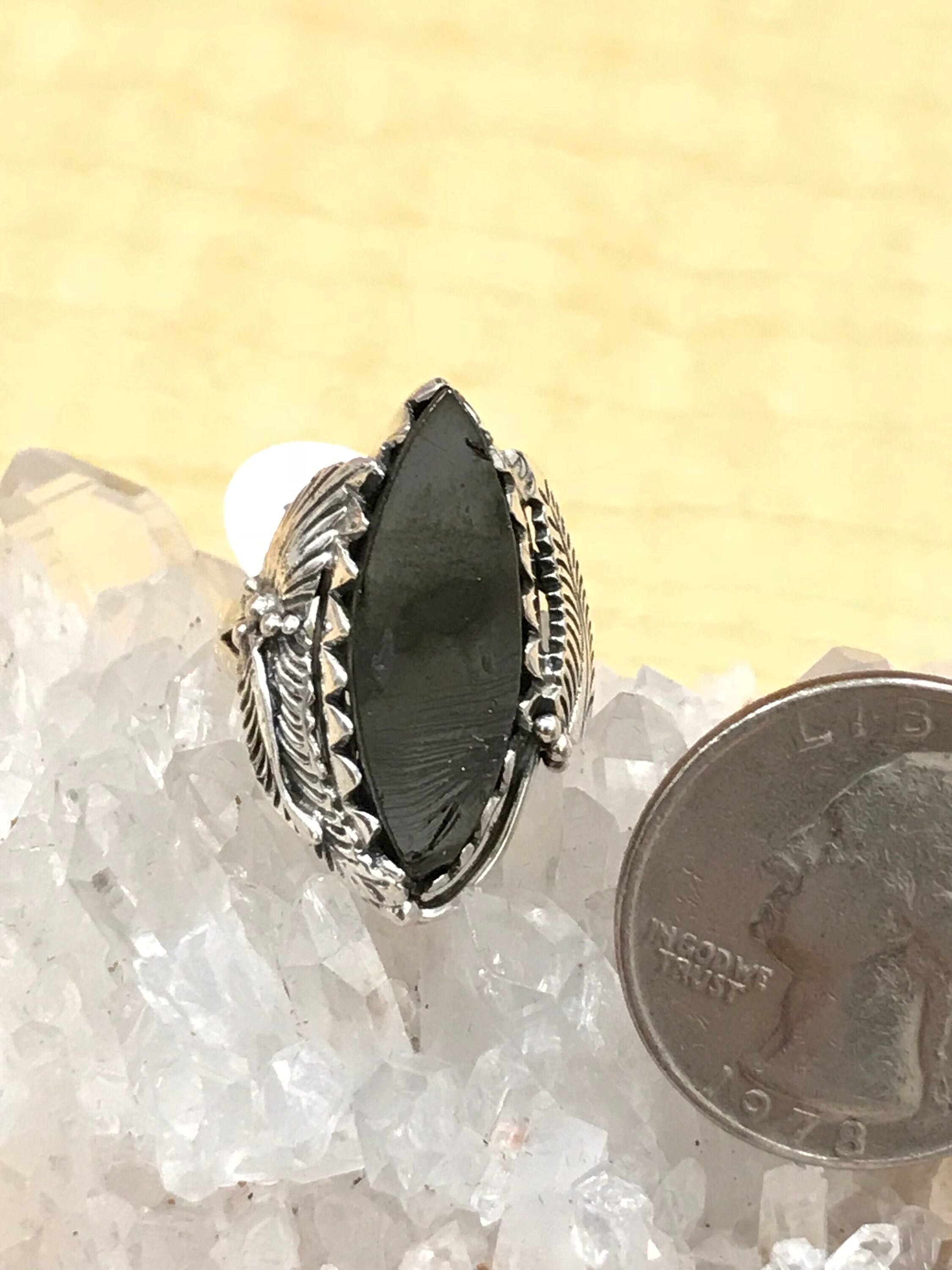 Black Shungite Ring, Size 7