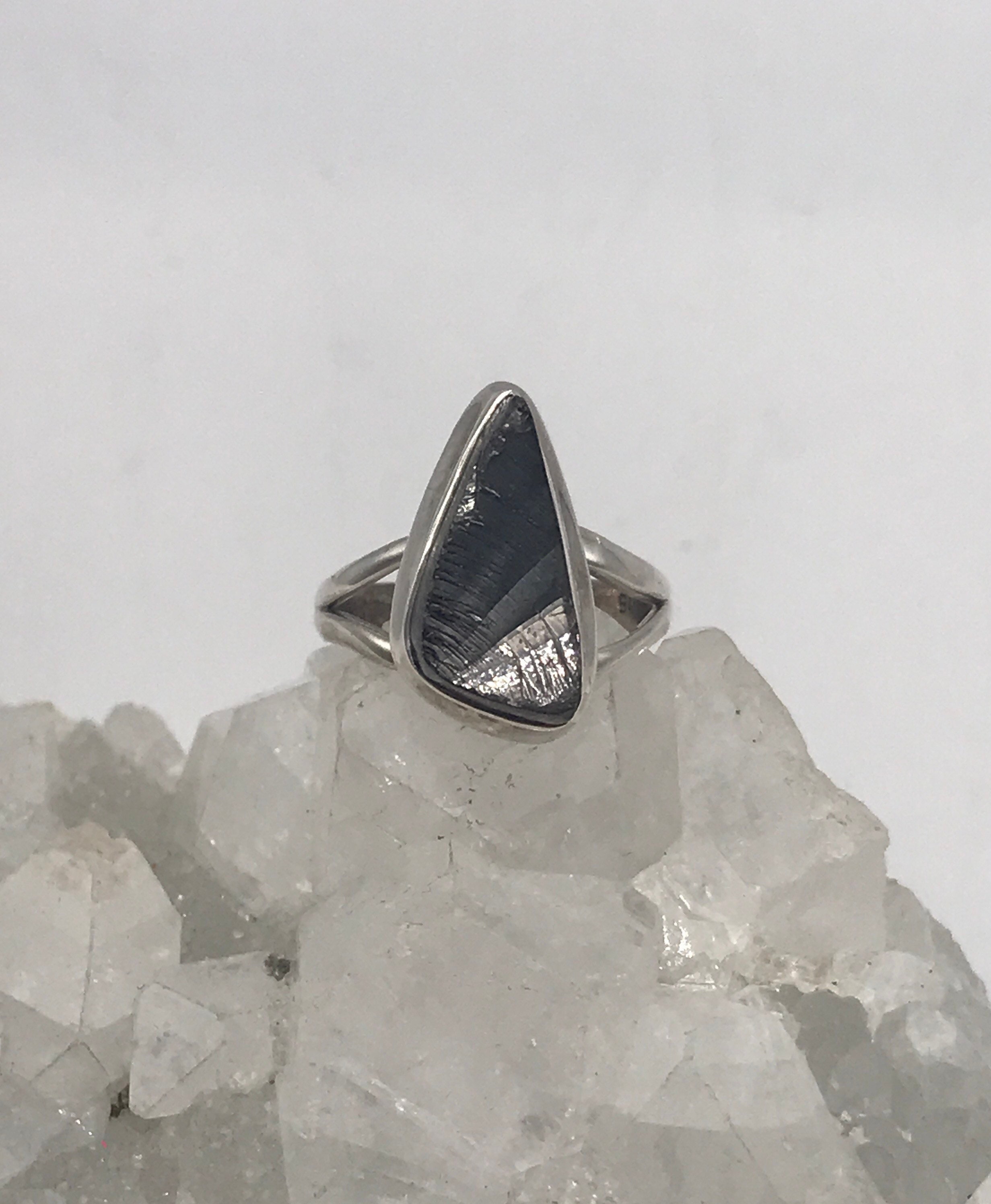 Black Shungite Ring, Size 8