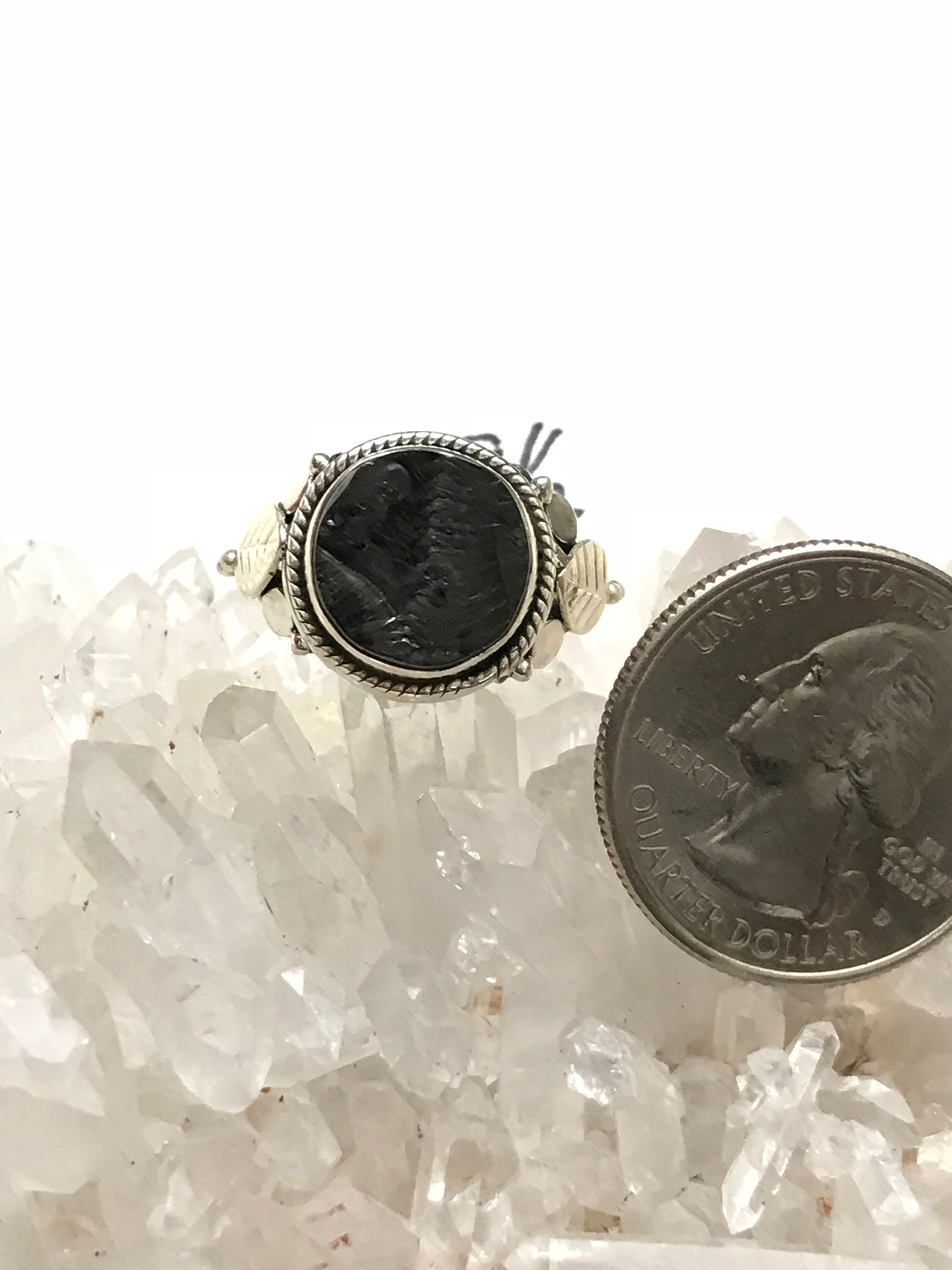 Black Shungite Ring Size 8