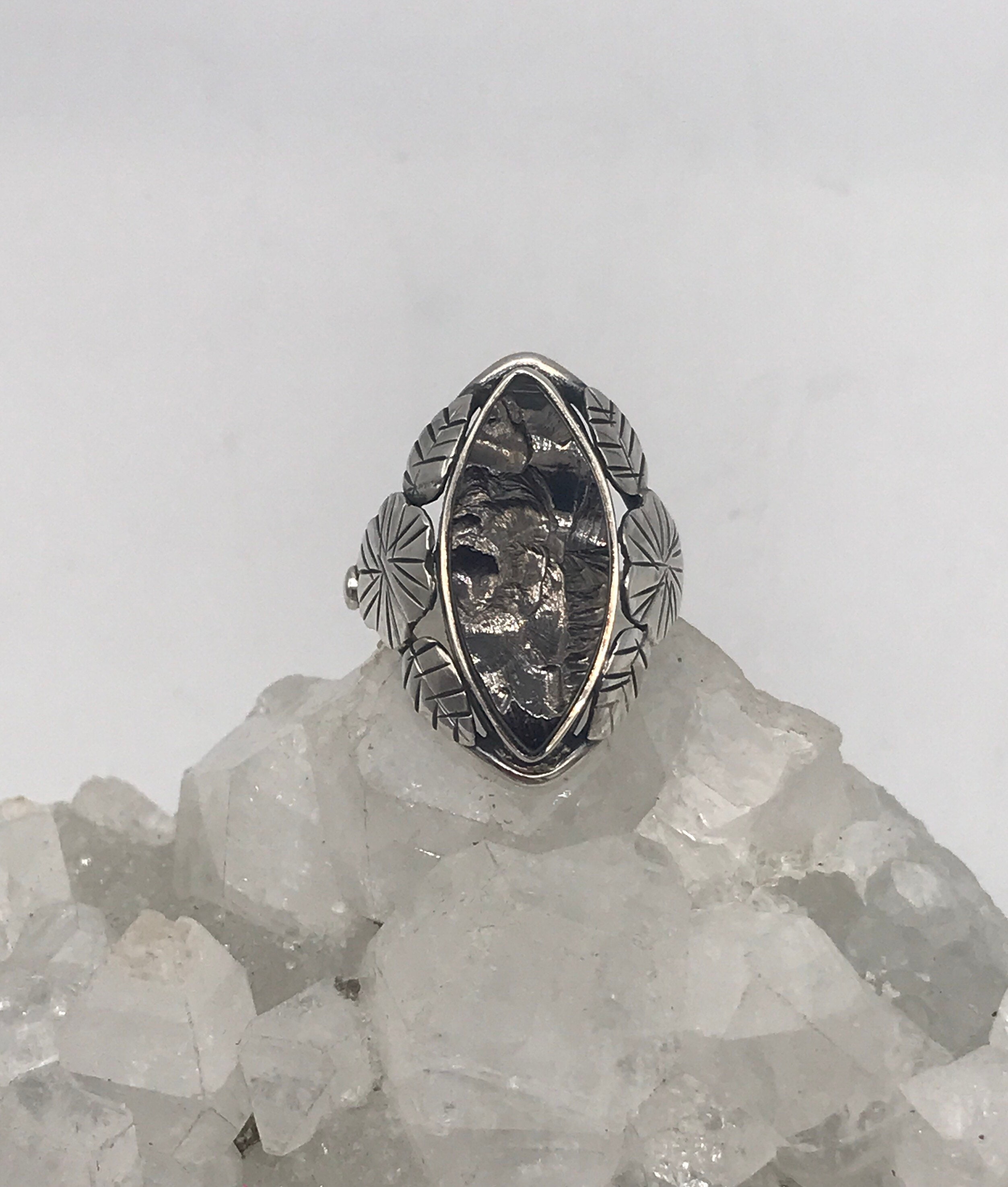 Black Shungite Ring, Size 8
