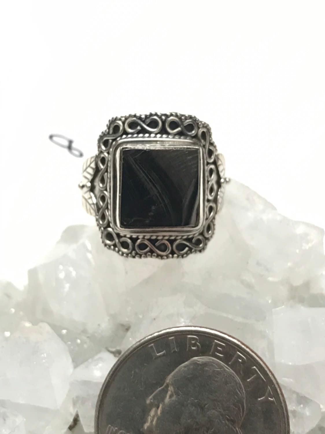 Black Shungite Ring, Size 8