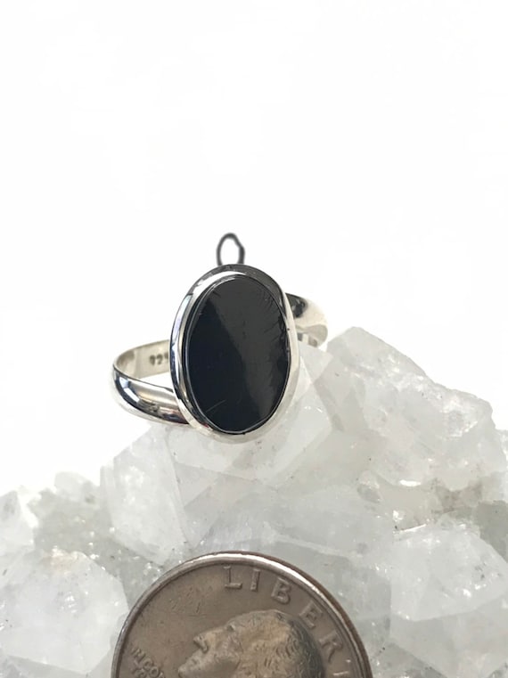 Black Shungite Ring, Size 9