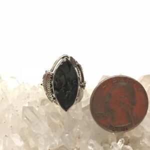 Black Shungite Ring, Size 9