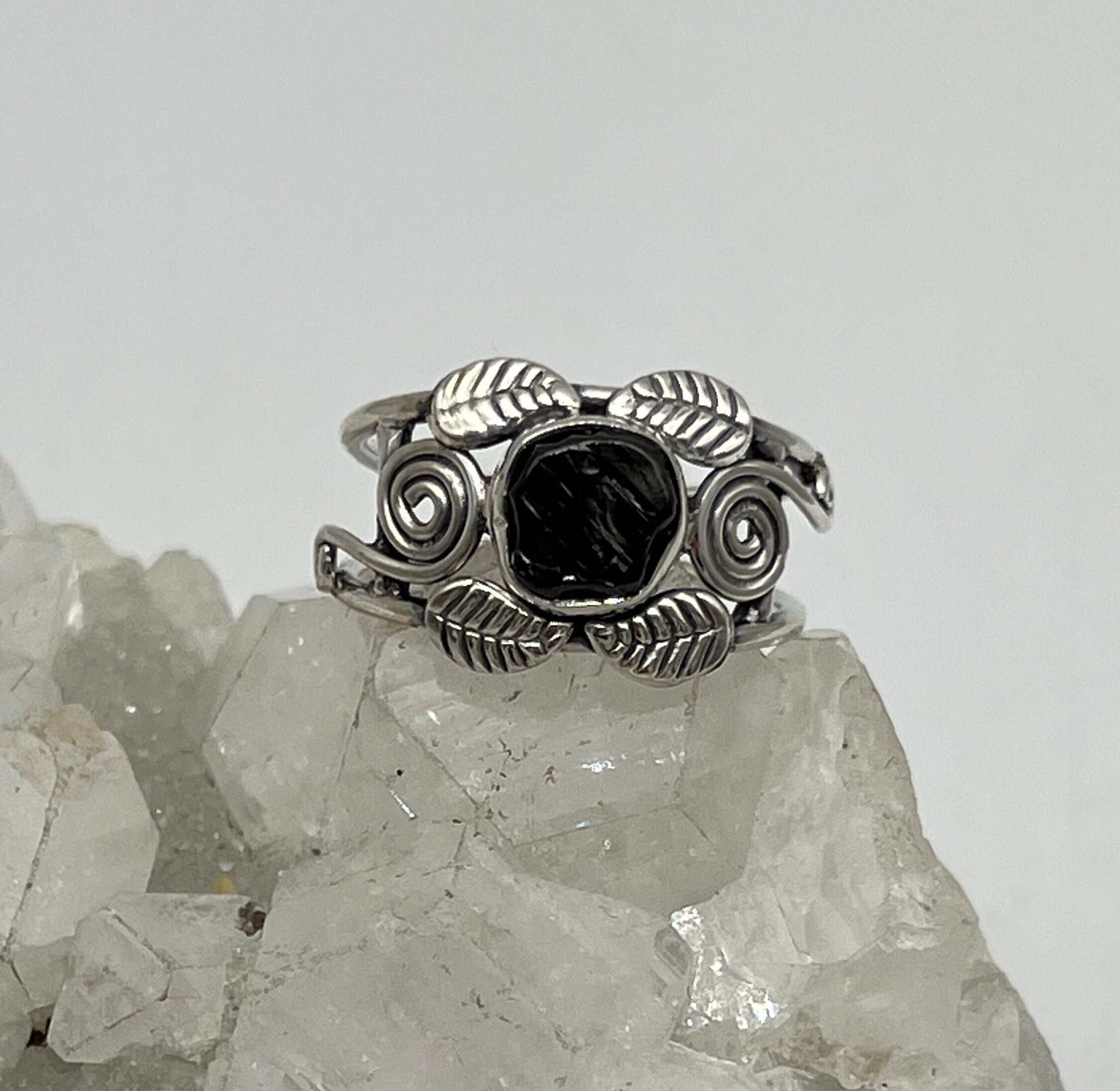 Black Shungite Ring Size 9 1/2-adjustable